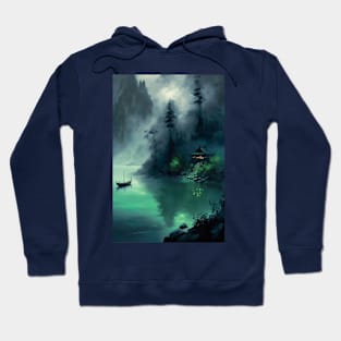 Aqua winter: A Minimalistic Abstract Japanese themed landscape Hoodie